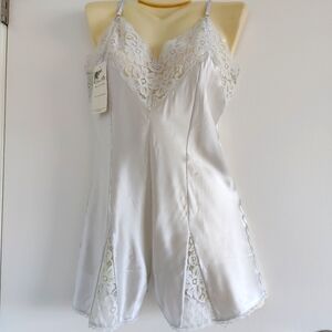 NWT Silk Lingerie Romper | Satin Bodysuit/Playsuit- Gray